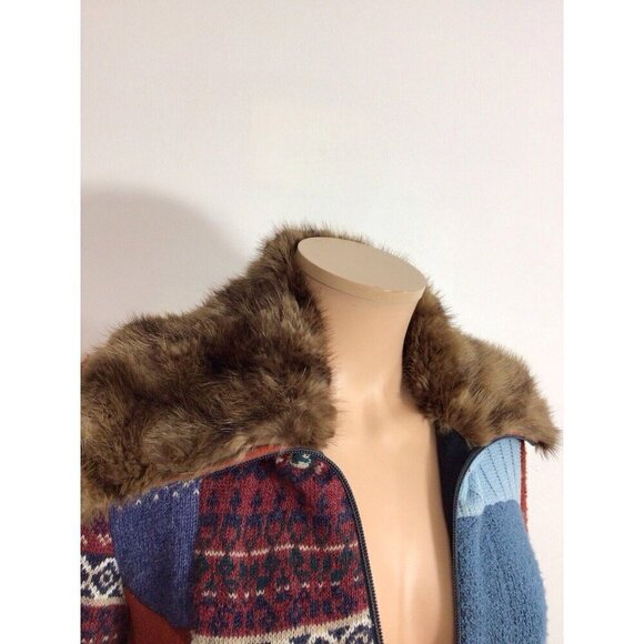 Myco Anna Patchwork Fur Wool Coat Womens Small - Picture 8 of 10